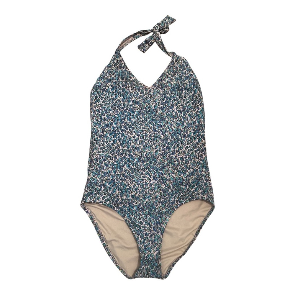 J.Crew One-Peice Peacock Blue Patterned Swimsuit